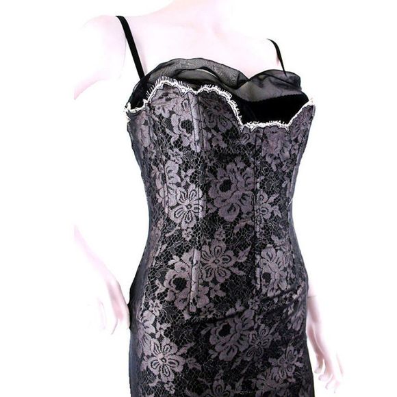 DOLCE & GABBANA Crystal Lace After Five Designer Dress 44 - Picture 3 of 13